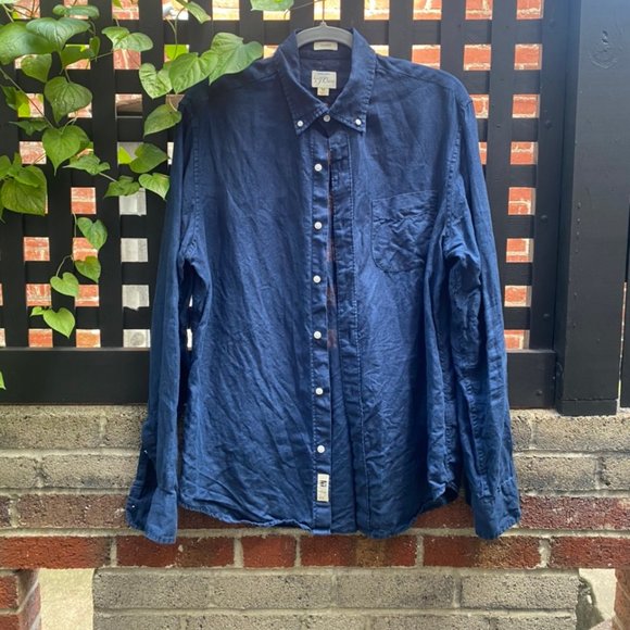 J.Crew Baird McNutt Linen Shirt in Navy - Men's - Picture 1 of 4